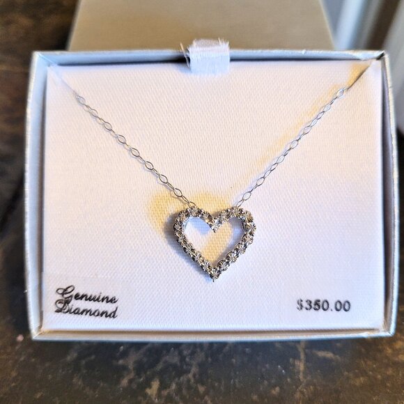 Diamond Sterling Silver Heart Pendant Necklace - Picture 2 of 7